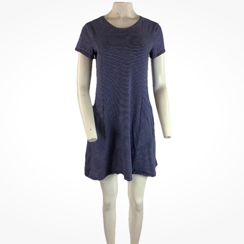 Horny Toad Sz M Casual Pullover A-Line Dress Blue Organic Cotton Blend
